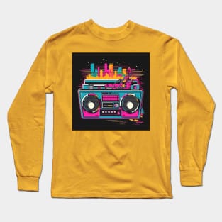 Ghetto Blaster Boom Box 80s Hip-Hop Stereo Long Sleeve T-Shirt